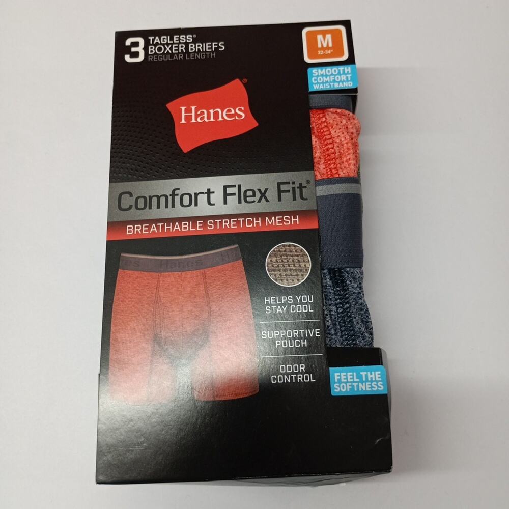 Hanes Men’s M 3 Pack Comfort Flex Boxer Briefs Stretch Mesh Supportive Pouch